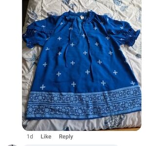 Blue Kids Dress with White Pattern